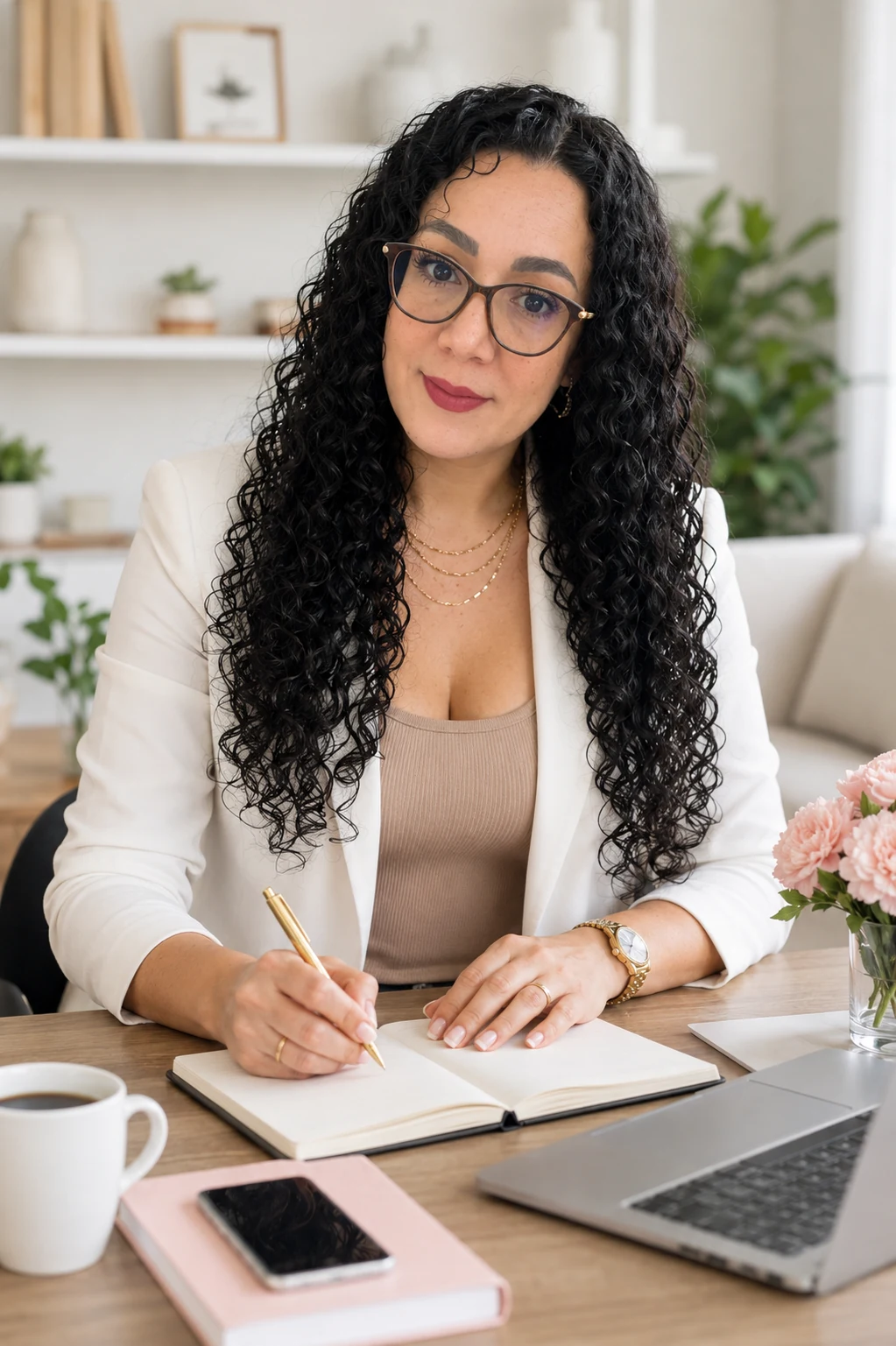 Lilibeth Hernández trabajando en su escritorio